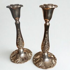 Vintage Godinger Silverplate Candlestick Holders with Baroque Grapevine Design